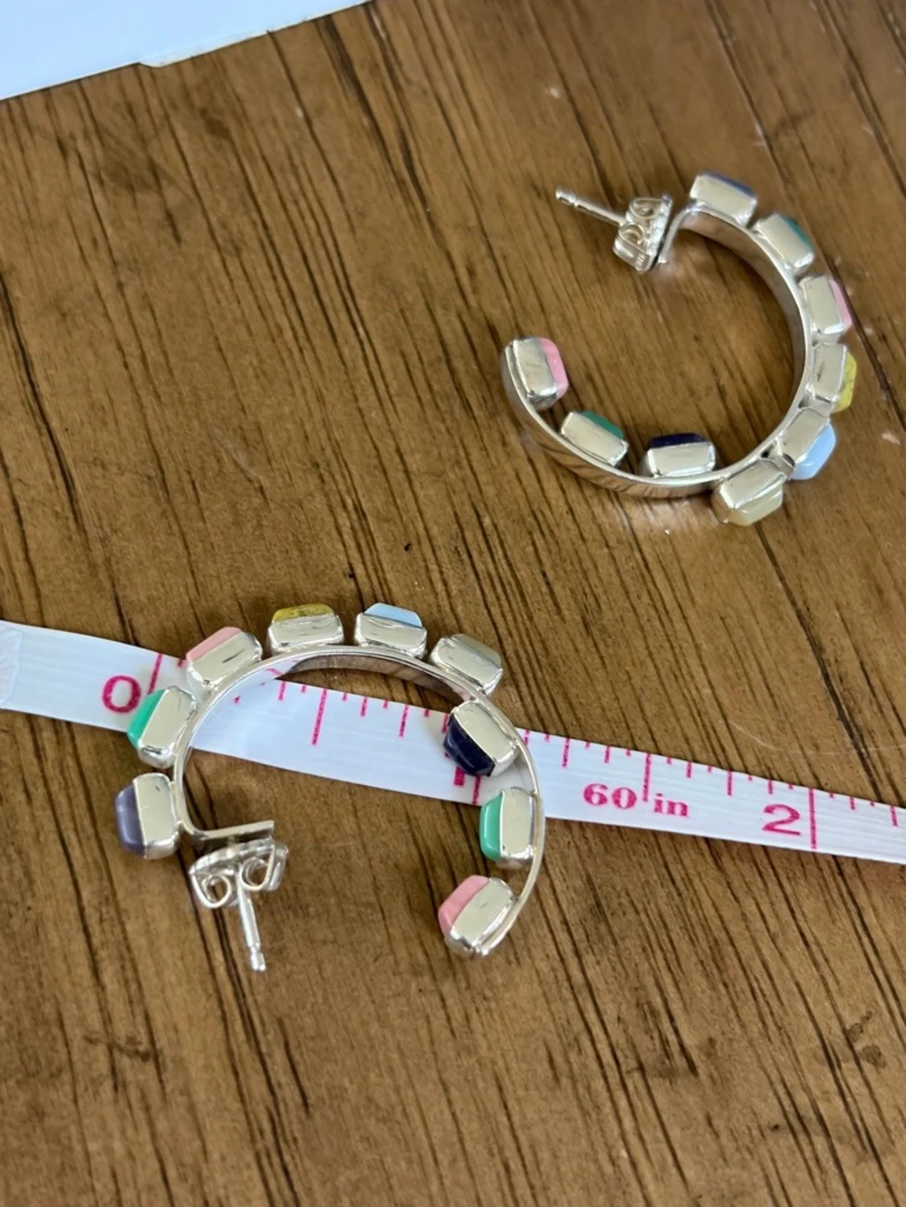 Jay King Sterling Silver Multicolor Opal Hoop Earrings NWT